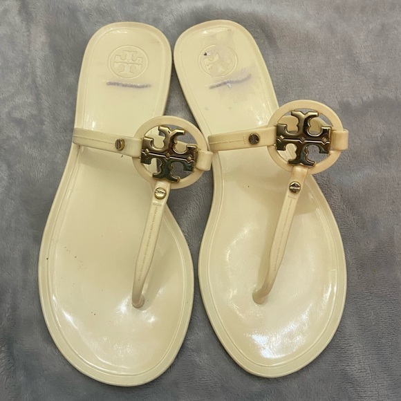 Tory Burch mini miller jelly sandals cream and gold - Picture 2 of 7